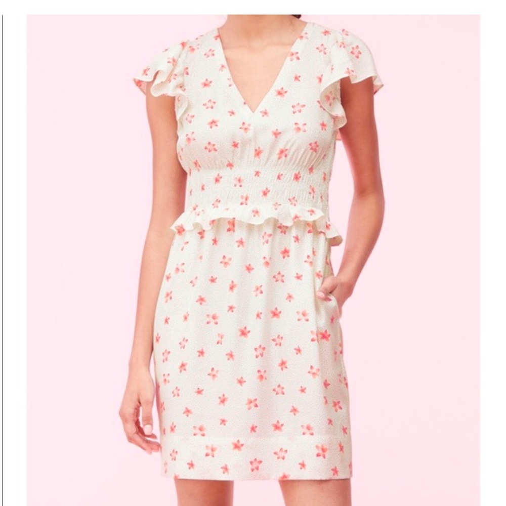 Rebecca Taylor MAUI FLEUR DOT Dress IN SNOW COMBO